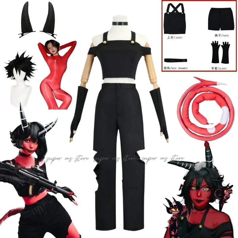 Anime Angel of Death Helluva Boss Millie Cosplay Costume Millie Billie Costume Women Red Skin Suit Halloween Costume Full Set