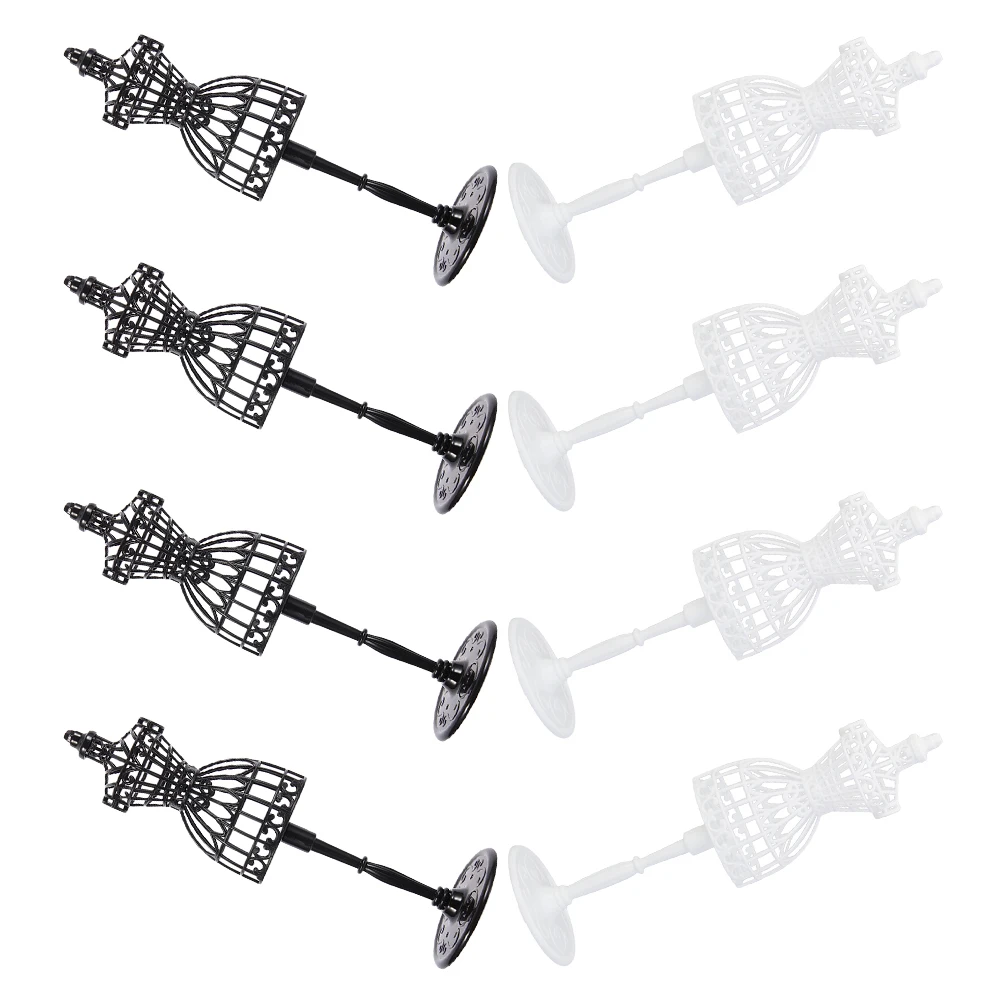 

8pcs Dollhouse Hanger Female Dress Model Miniature Clothes Holder Plastic Mannequin Body Clothing Support Display