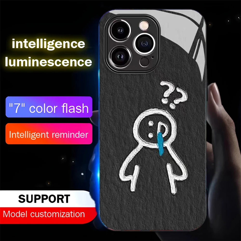 

Popular Emoticon Pattern Sound Control LED Flash Cases Luminous Cover For Samsung S25 S24 S23 S22 S21 S20 FE Plus Ultra A54 A14