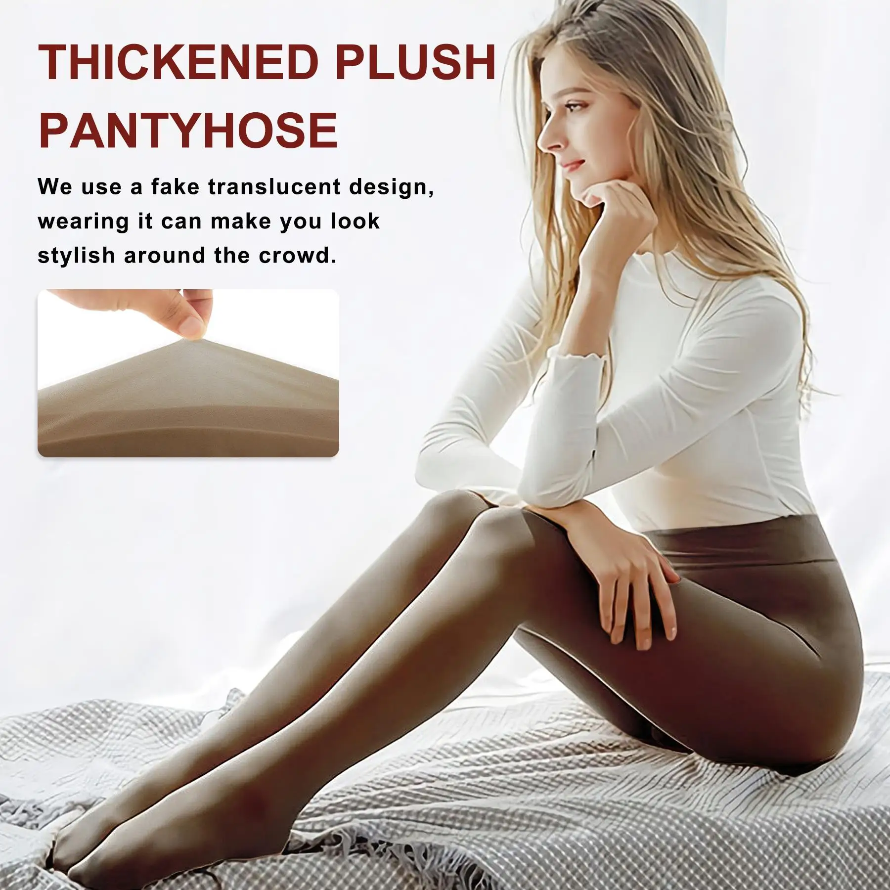 Fleece Lined Women’s Tights - Warm Sheer Pantyhose Leggings for winter | Thick Translucent Style, FBA Shipping