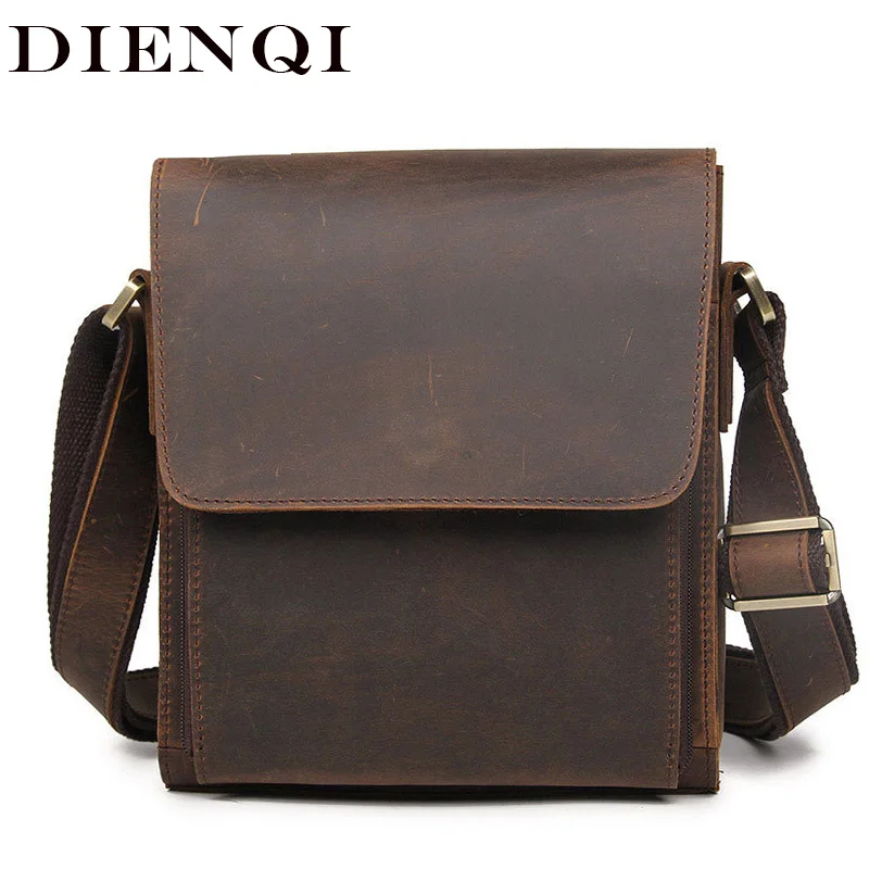 100 Genuine Leather Men Shoulder Bags Husband Crazy Horse Leather Messenger Bag Vintage Real Cow Leather Crossbody Bag Fo Men