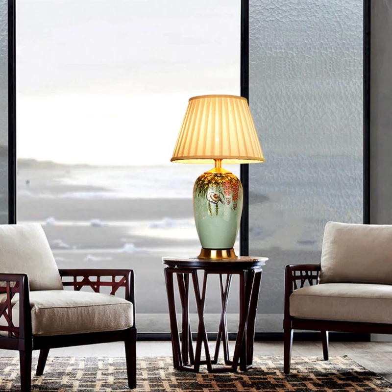 

SANDYHA Modern Ceramic Floor Lamp Elegant Fabric Shade Unique Accent Lighting for Bedroom Living Room Home Decor Indoor Lighting