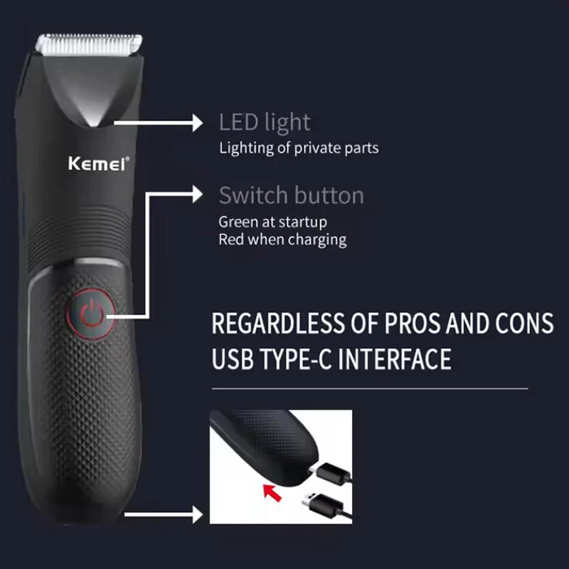 Kemei KM-1838 المهنية مقاوم للماء الجسم الشعر المتقلب الحلاقة متعددة الوظائف مزيل الشعر قابلة للشحن مقص الشعر الكهربائية الرجال