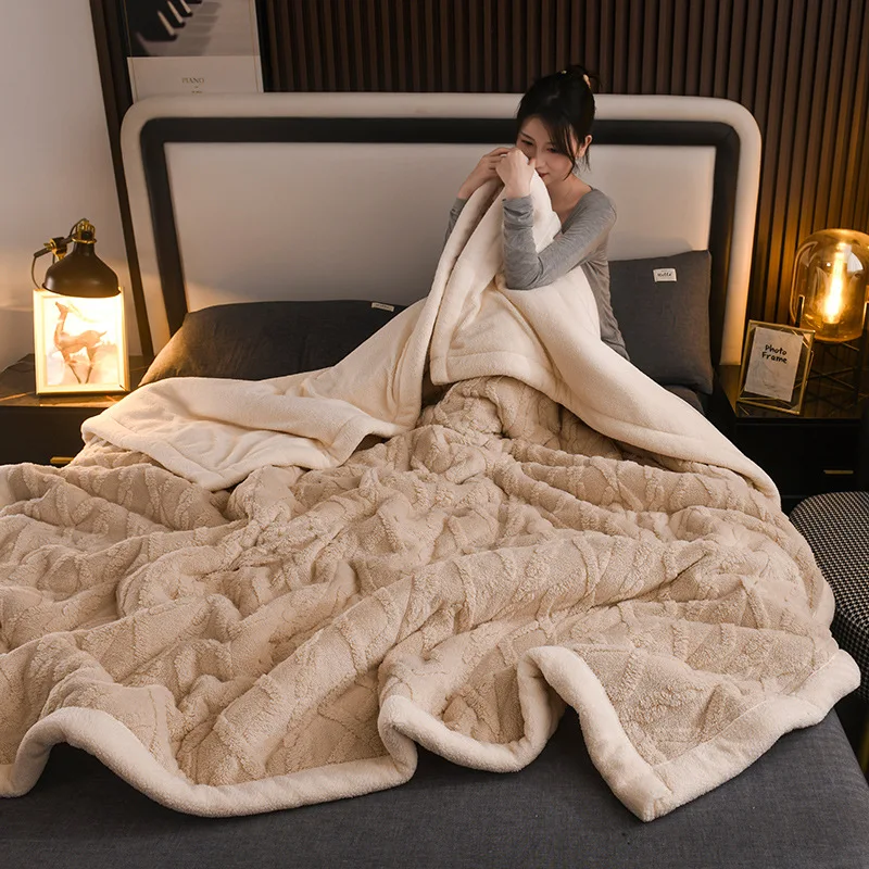 

Tuff fleece blanket winter thickened blanket quilt coral lamb fleece blanket sofa nap office lunch break