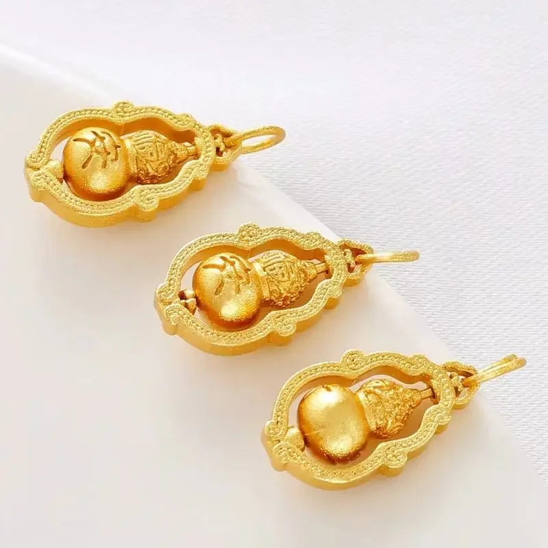 18K Gold-wrapped Sand Gold Rotatable Smart Safe Gourd Pendant DIY Handmade Bracelet Necklace Jewelry Accessories