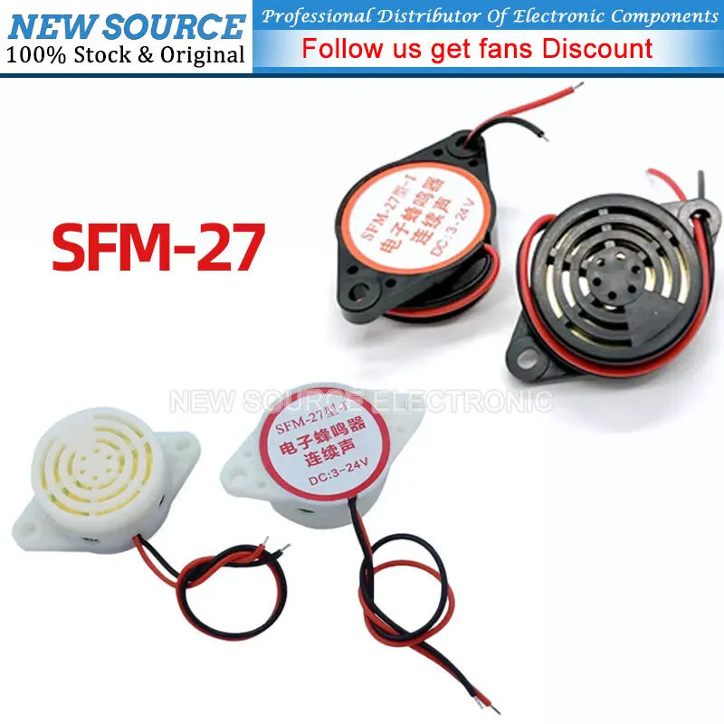 SFM-27 3015A /B Alarm High-decibel Buzzer 3-24V Continue Intermittent Beep Active Soundspeaker for Arduino Car DIY Black White