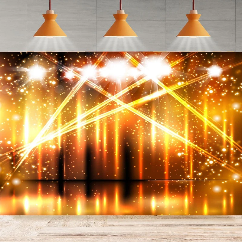 Splendid Stage Photography Background Bright Interlaced Lightspots Screen Shiny Golden Light Spots Live Show Party Backdrop Wall