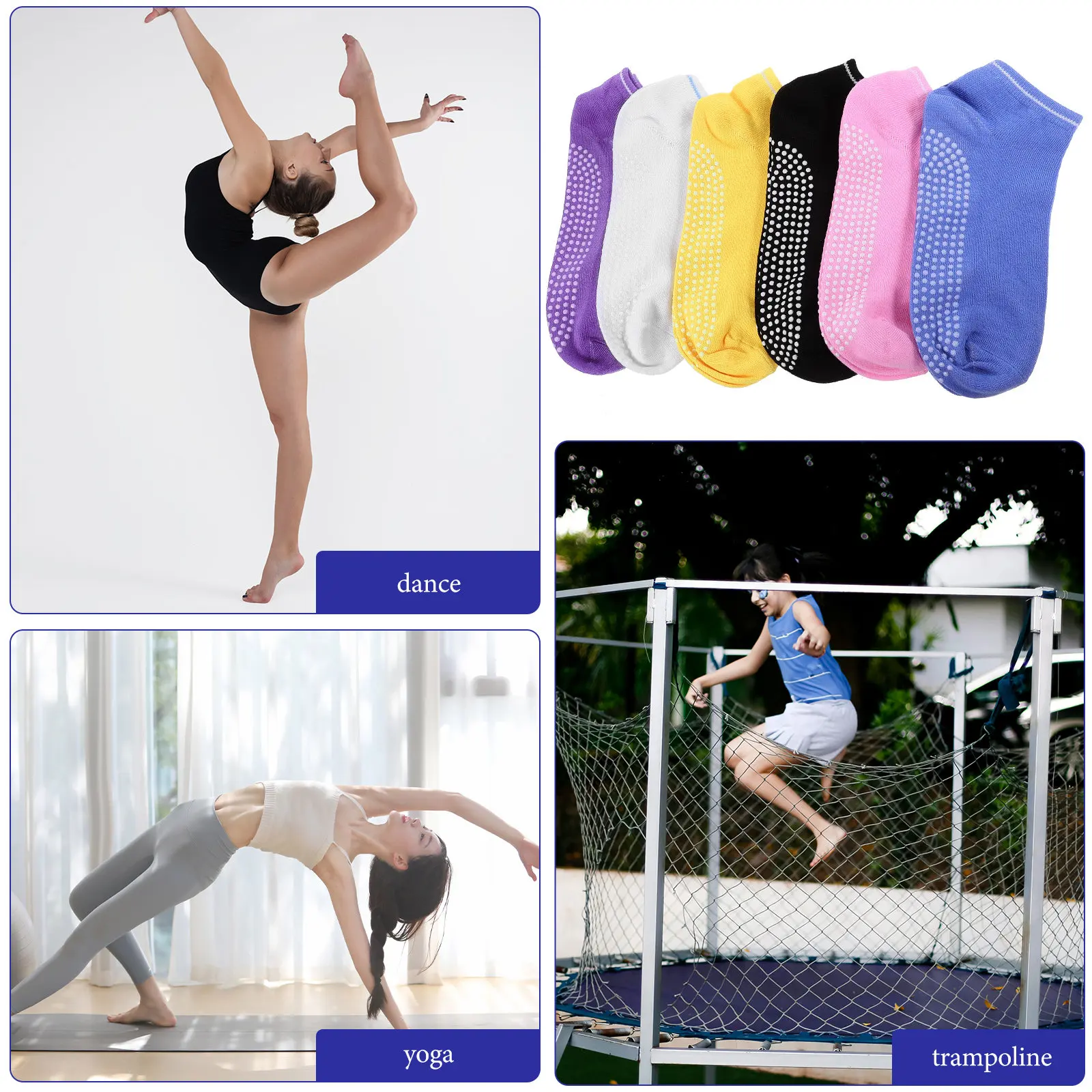 

6 пар коротких носков для женщин и мужчин, для йоги, батута, нескользящие, модные, дышащие, для бега, повседневные, спортивные