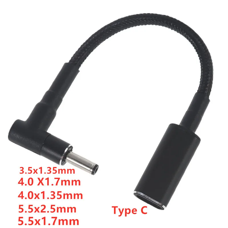 PD 100W Type C to DC 4.0 X1.7mm 4.0x1.35mm 5.5x2.5mm Braided Cord Support Charge Data Sync Laptop Cellphone Charging Accessories