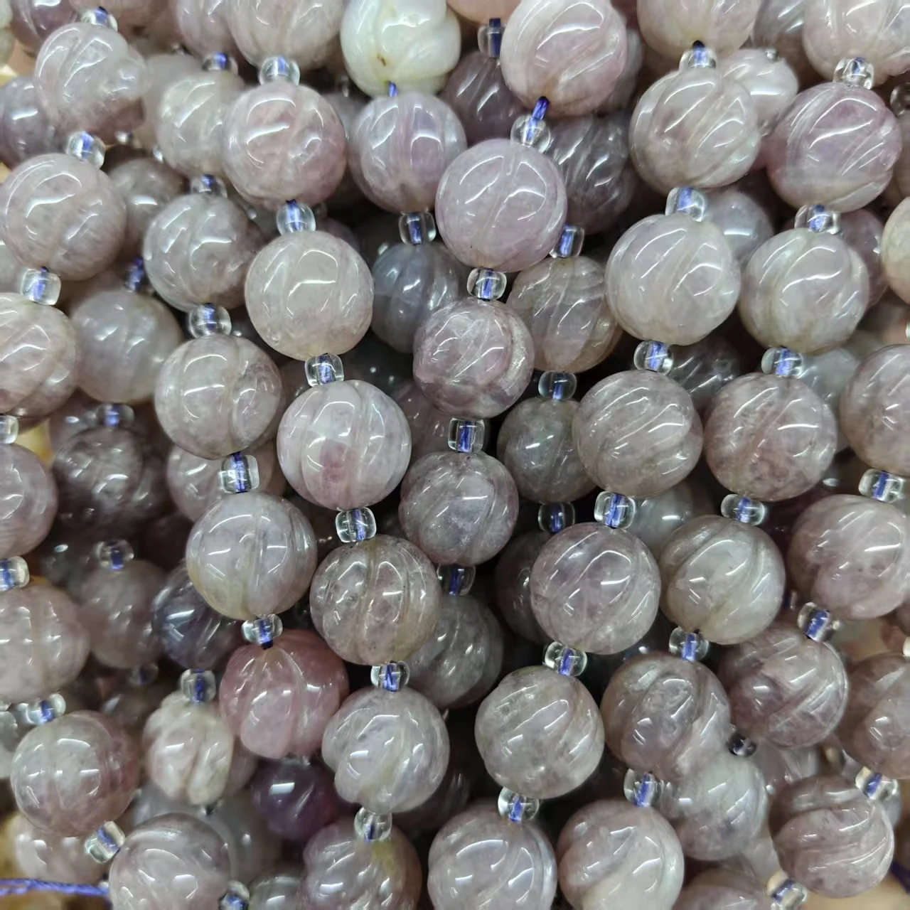 Natürliche AAA-Rotationskürbis-Perlen aus lila-rosa Rosenquarz, glatte, runde, lose Perlen für die Schmuckherstellung, Design-Armband, elastischer Schmuck – Detail 4