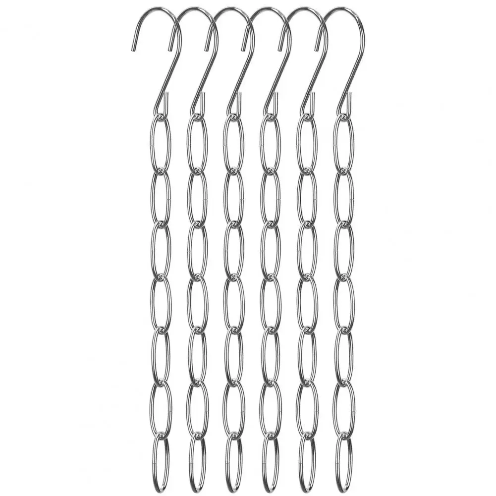 Metal Chain Hanger Wrinkle-free Clothes Hanger 6/10 Pcs Metal Chain Clothes Hanger Organizer with 7 Slots Collapsible Vertical