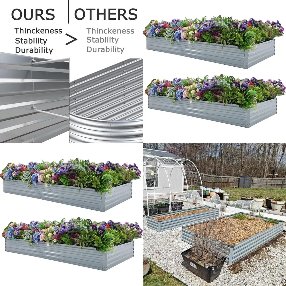 

2-Pack Galvanized Metal Raised Garden Beds for Outdoor Plants, Vegetables, Flowers, and Herbs