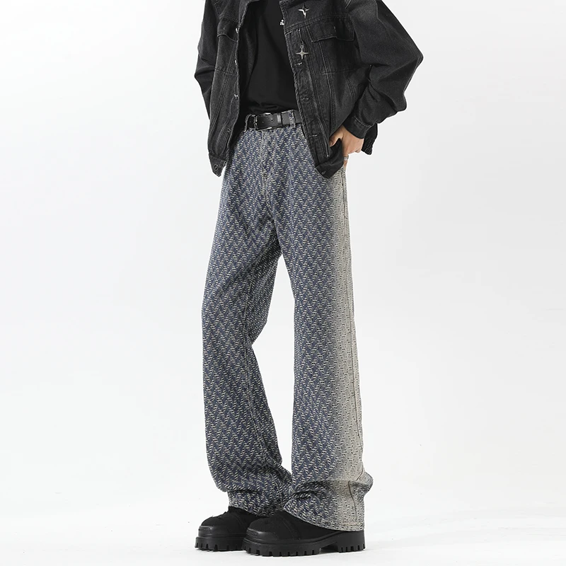 

Джинсы мужские Новые джинсовые брюки из жаккардовой ткани мужские прямые длинные брюки осенние повседневные джинсы в классическом стиле для мужчин оптом