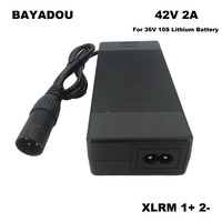 42V 2A Lithium Battery Charger 36V 10S 10AH 12AH 15AH Li-ion Bateria Charger XLR XLRM 1+ 2- Connector