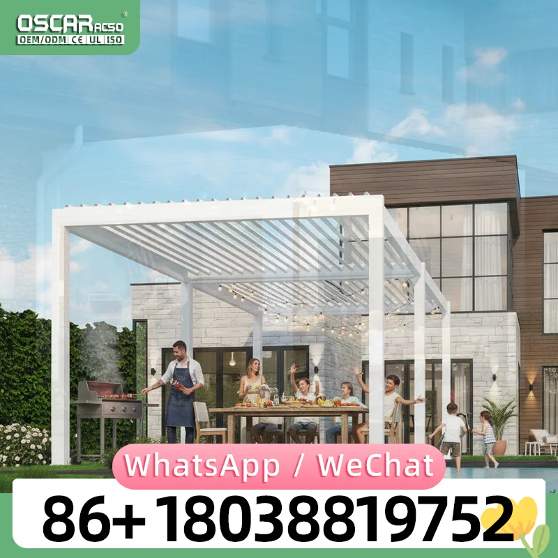 Motorized Screen Roller Blinds New Design Outdoor Louvre Roof for Sunshade in Patio Garden Balcony pergola