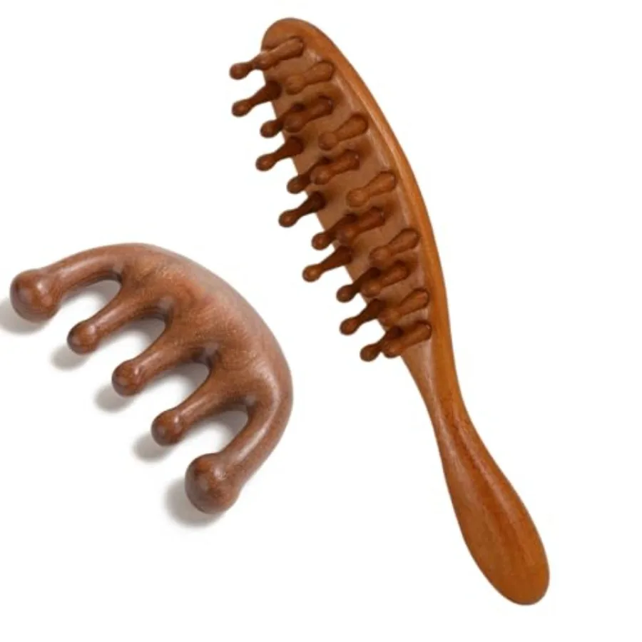 

2 Pack Loc Comb and Brush Set, Wooden Scalp Massager for Dreadlocks, Comfortable Massage Scalp Brush for Dreadlock Sisterlocks