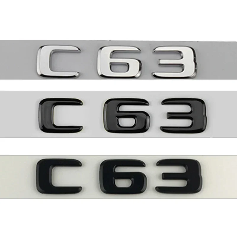 

Car Body Chrome Black Car Rear Trunk Letters Badge Stickers C 63 Emblem Logo For Mercedes C63 AMG W205 W204 W203 Accessories