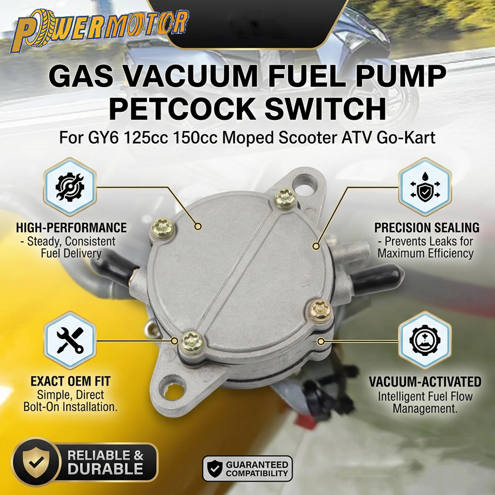 

Motorcycle Vacuum Fuel Pump Valve Petcock Switch for ATV Go-Kart Scooter GY6 50cc 125CC 150CC 250cc Moped Replacement Parts