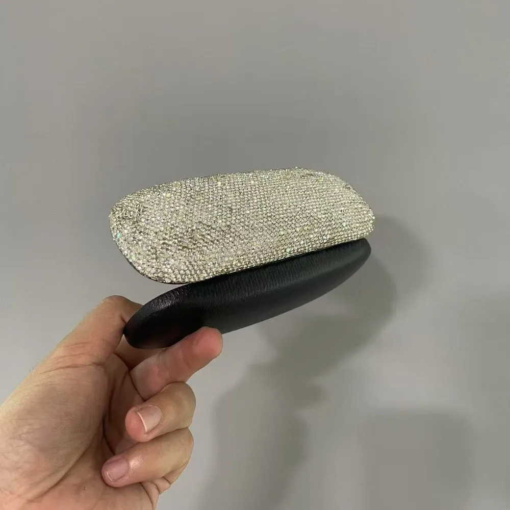 

Simple Leather Rhinestone Glasses Case Black Large Capacity Eyewears Storage Box Anti-lost Dust-proof Sunglasses Protective Case