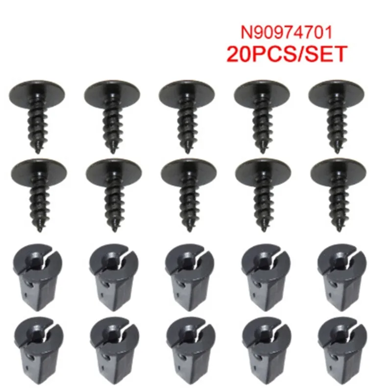 20 Peças Parafusos Torx de Fixação para Tampa do Motor, Protetor Inferior e Arco da Roda, Clipes de Retenção Universais para VW Audi Seat N90974701