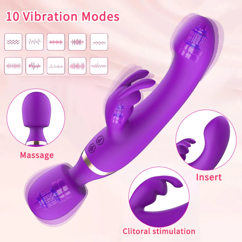 10 tryb wibrator pochwa Dildo kobieca masturbacja 3 w 1 królik G Spot wibratory potężny łechtaczka kijek do masażu zabawki erotyczne dla kobiet