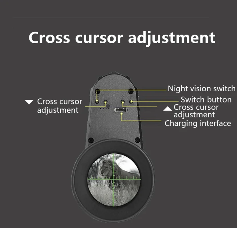 Night Vision Monocular Goggle Head Mounted 850nm Infrared Hunting Telescope for Helmet 1.54 Inch HD Screen Rechargeable Equipmen