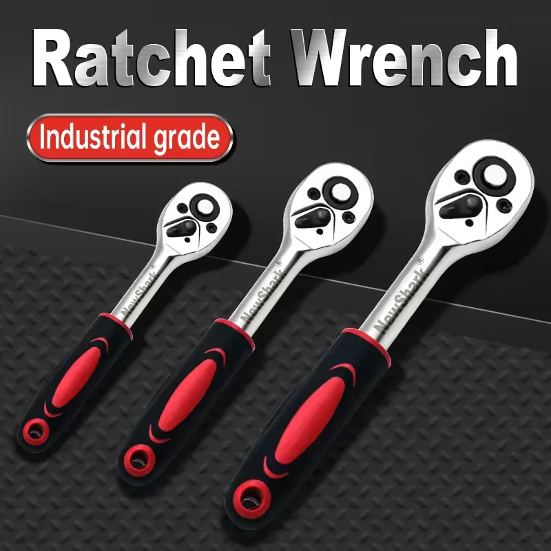 

24 Tooth Ratchet Wrench Socket Drive Handle 1/4 3/8 1/2 Heavy Duty Ratchet Quick-release Reversible Premium Construction Tool