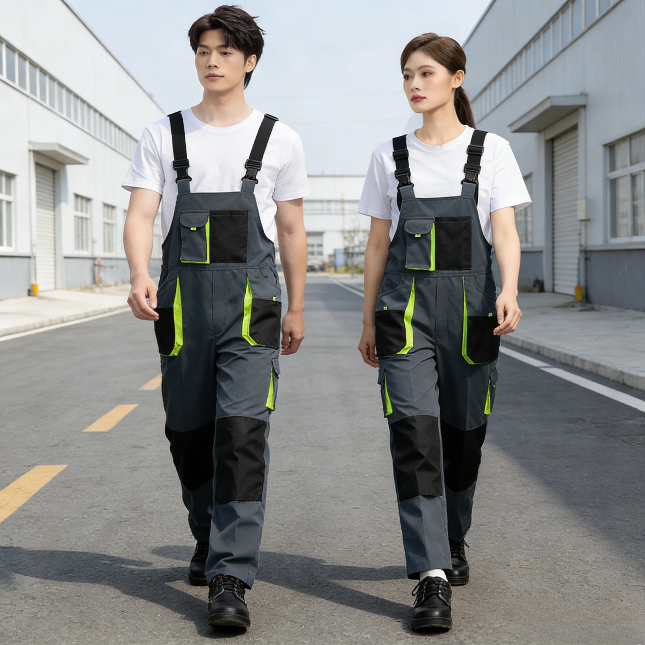 

Рабочие брюки с 3D-принтом, большими карманами и цветными вставками, износостойкие, с возможностью нанесения индивидуального рисунка, для фабричных рабочих и спецодежды.