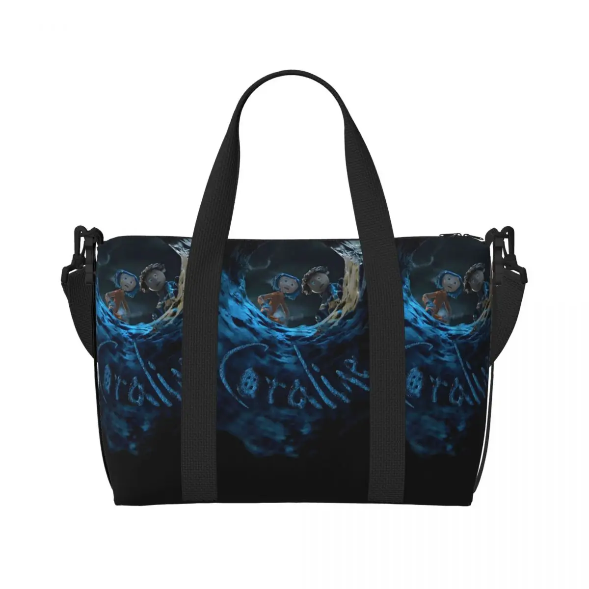 

Изготовленная на заказ пляжная сумка Coraline для женщин, очень большая спортивная ручная кладь, дорожные сумки для покупок с героями мультфильмов