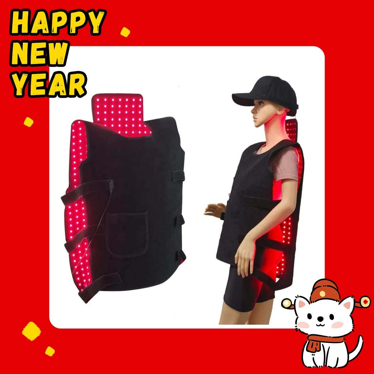 

Терапевтический жилет с красным светом для тела, 3-в-1 светодиодный шарик 660 и 850 нм, инфракрасный светотерапевтический коврик для тела, носимое оберточное устройство для облегчения боли