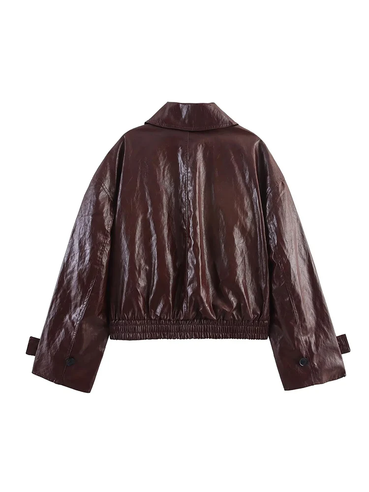 Neue Frauen Unregelmäßige Einreiher Faux Leder Jacke Herbst Winter Mode Sexy Drehen Unten Neck Gestellte Mantel Casual Streetwear