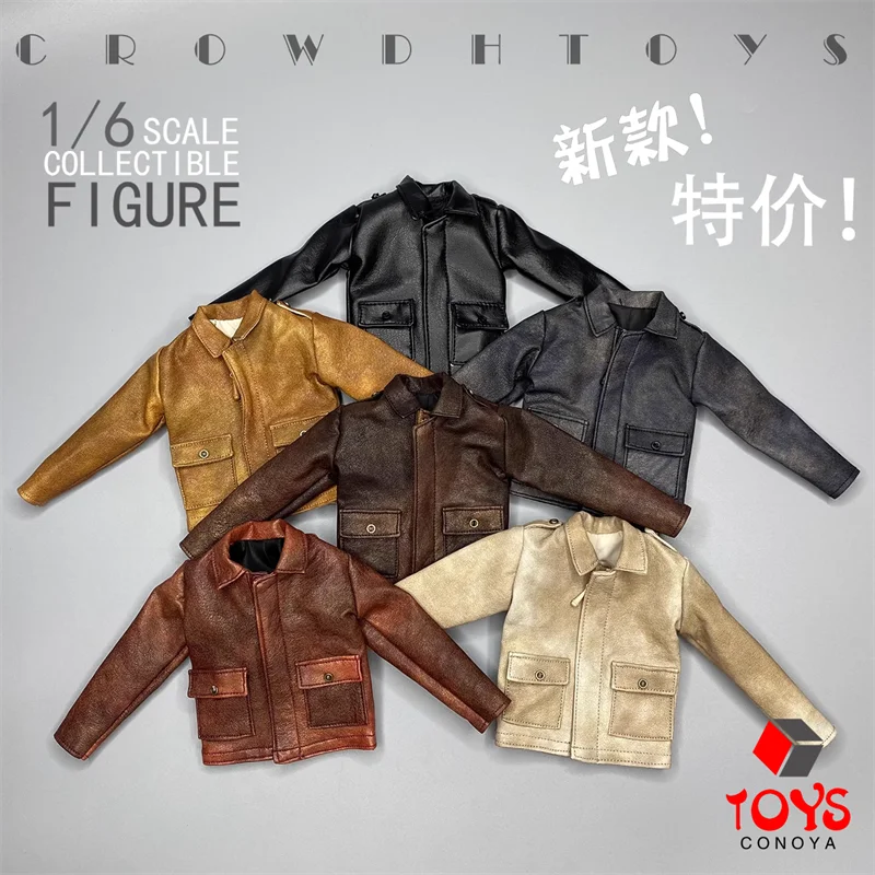 In Stock CROW DH TOYS 1/6 Scale Zipper Leather Jacket for Clothes Model Fit 12