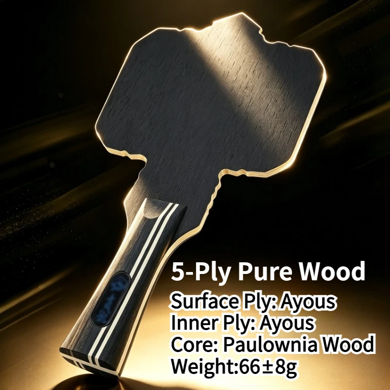 jeels-special-shaped-table-tennis-racket-blade-5-ply-pure-wood-ayous-surface-paulownia-core-ping-pong-paddle-blade-trick-shots