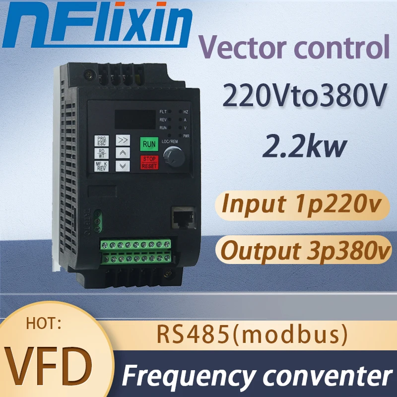 VFD 2.2KW 220V to 380V VFD Variable Frequency Drive Converter Variator for Motor Speed Controller Inverter