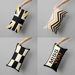 Black geometric letter pillowcase sofa bedroom pillowcase removable and washable multi-size pillowcase 30x50, 40x60, 50x70