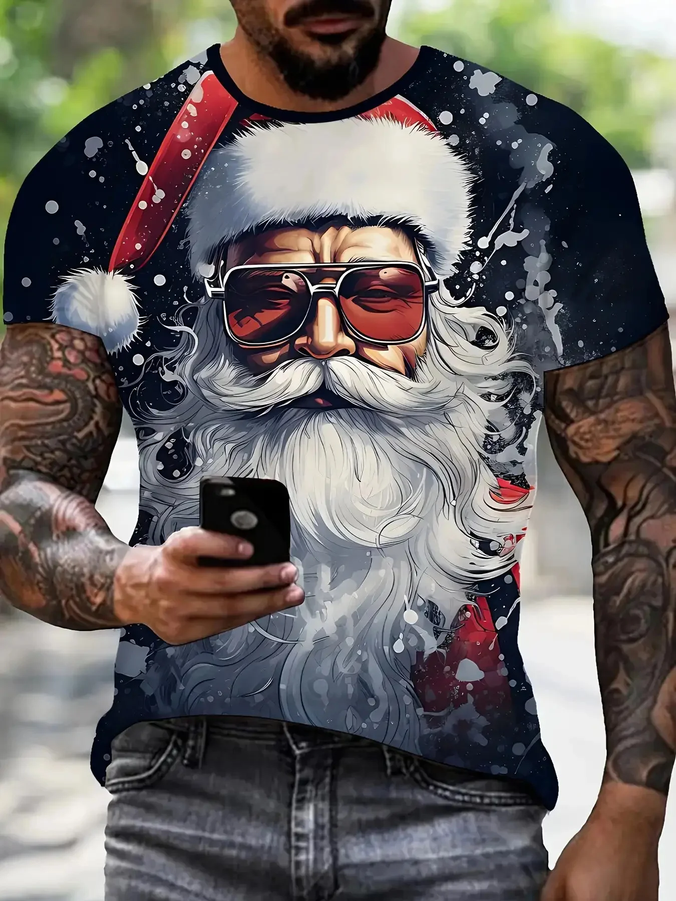 

Men's T Shirt Santa Claus Graphic Printed Pullover Tops Summer Casual Short Sleeve Tees Fashion Funny Oversized Y2k Men Clothing