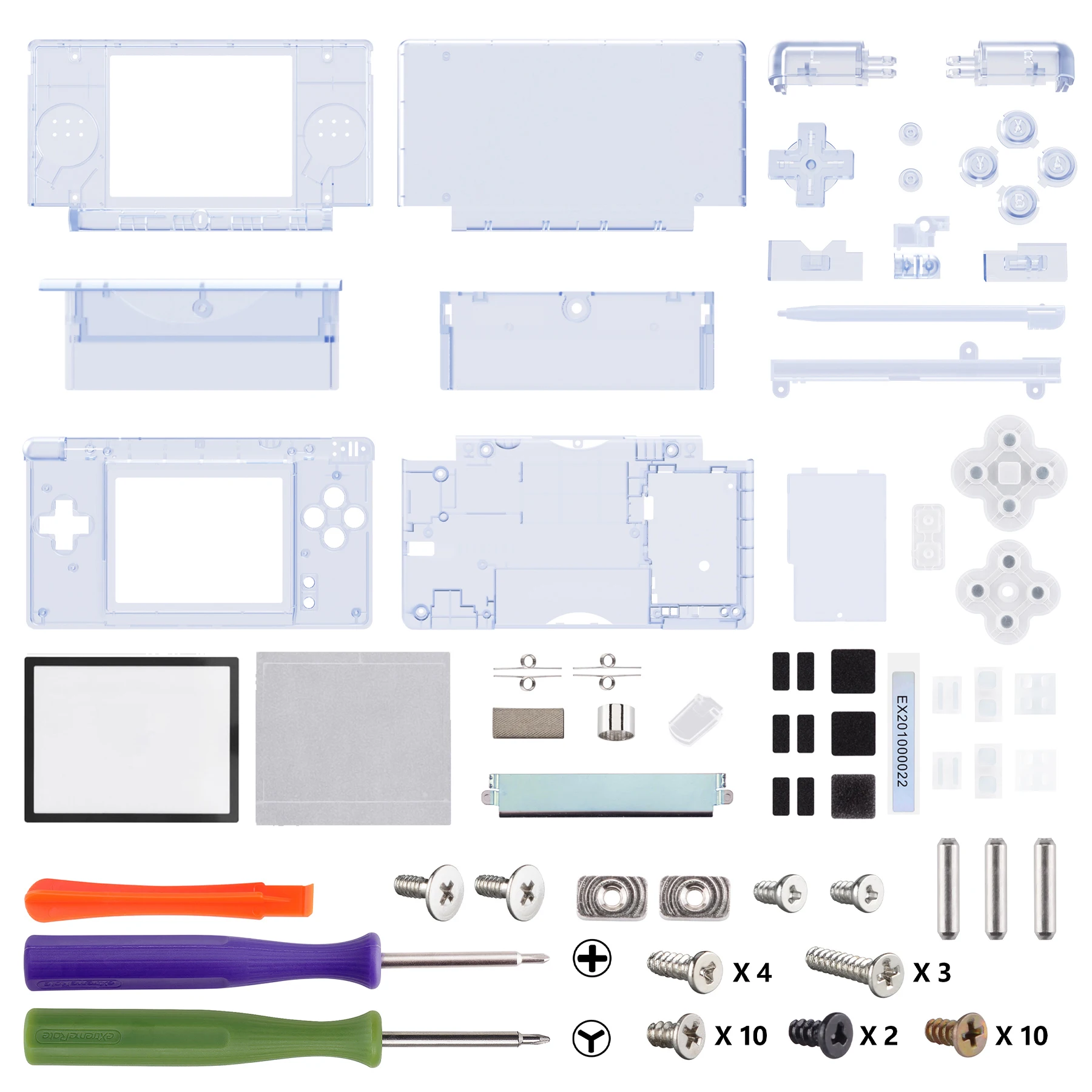 eXtremeRate Ersatz-Vollgehäuseschale für Nintendo DS Lite, individuelle Gehäuseabdeckung, Knopf-Bildschirmlinse für NDSL – Clear Series