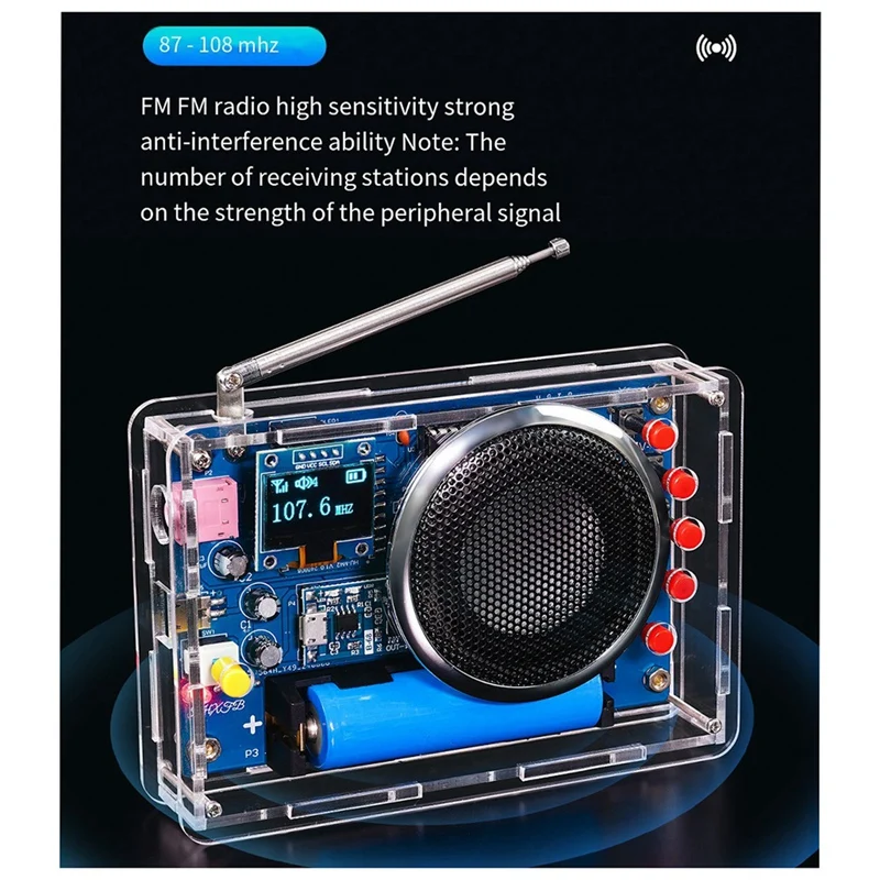 HU-077 FM Radio DIY Kit OLED Display Battery Rechargeable Welding Practice Assembly Electronic Production Kit