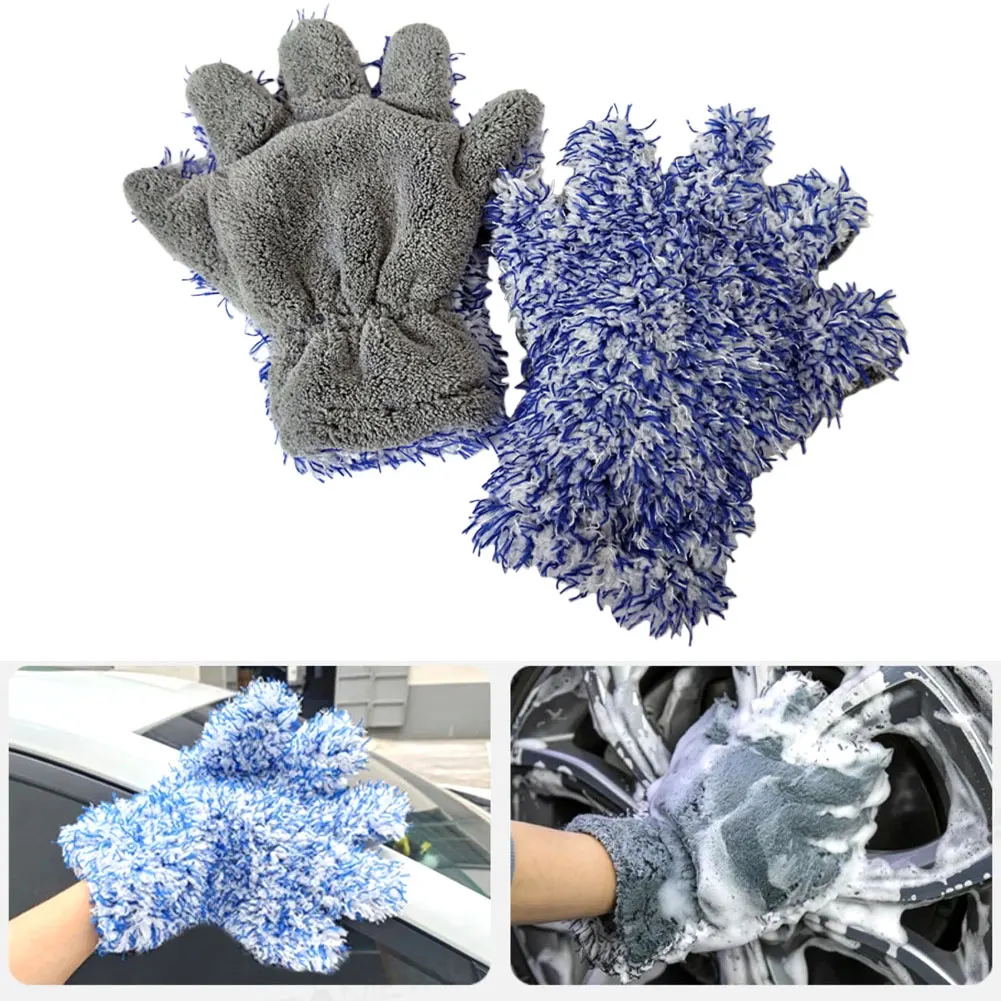 

Мягкие перчатки для мытья автомобиля с 5 пальцами, ультратонкое волокно, гибкое полотенце для мытья автомобиля с длинным воском, полотенце для сушки посуды для детализации автомобиля с воском