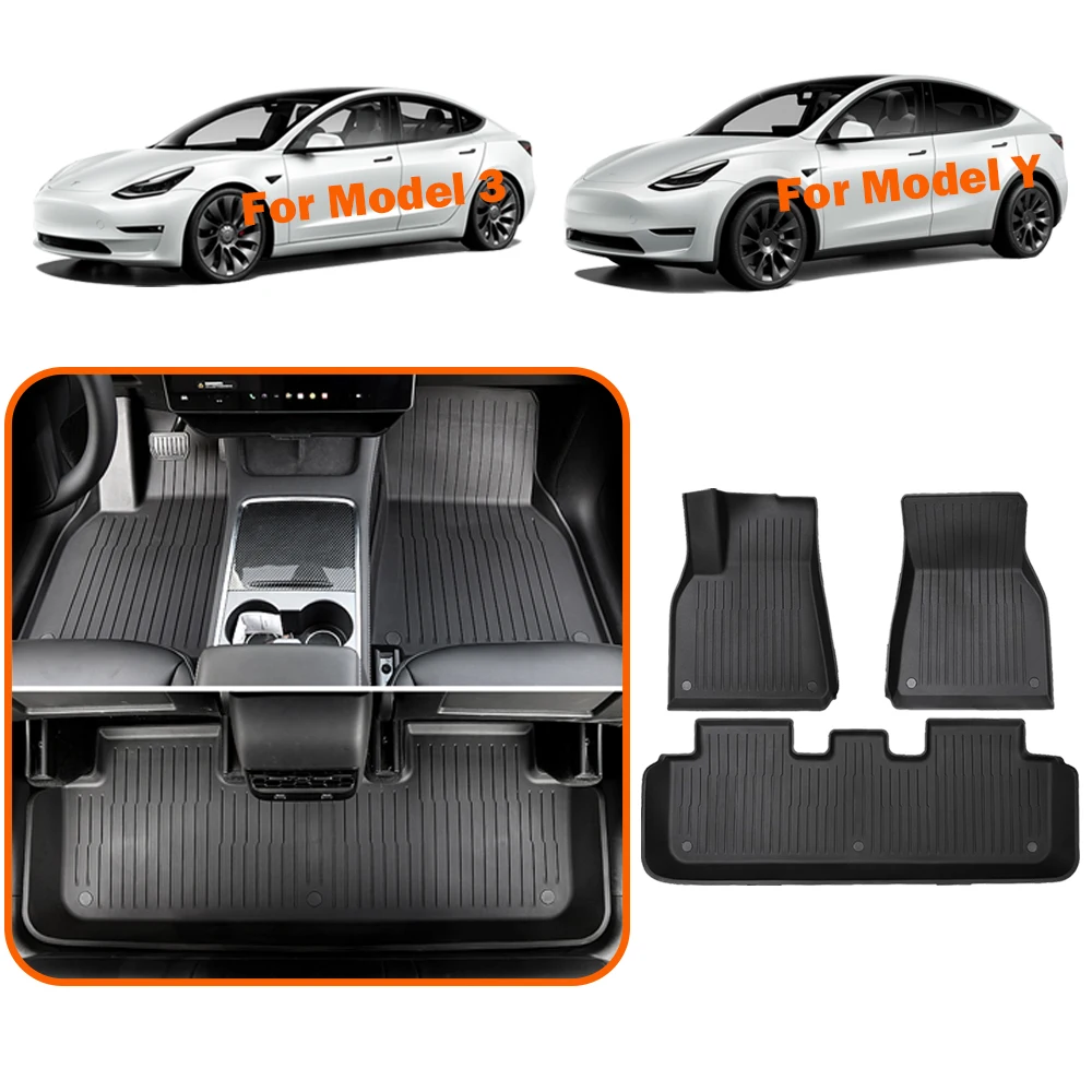 

For Tesla Model 3/Y Floor Mat 2017-2023, For Tesla Car Accessories Interior TPE 3D All Weather Anti-Slip Waterproof Odorless Flo