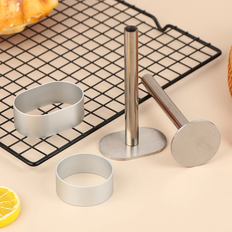 Stainless Steel Pulburon Molder With Pusher Cake Decorating Tools Diy Cake Mousse Pastry Ring Mold Cooking Rings Baking Tools
