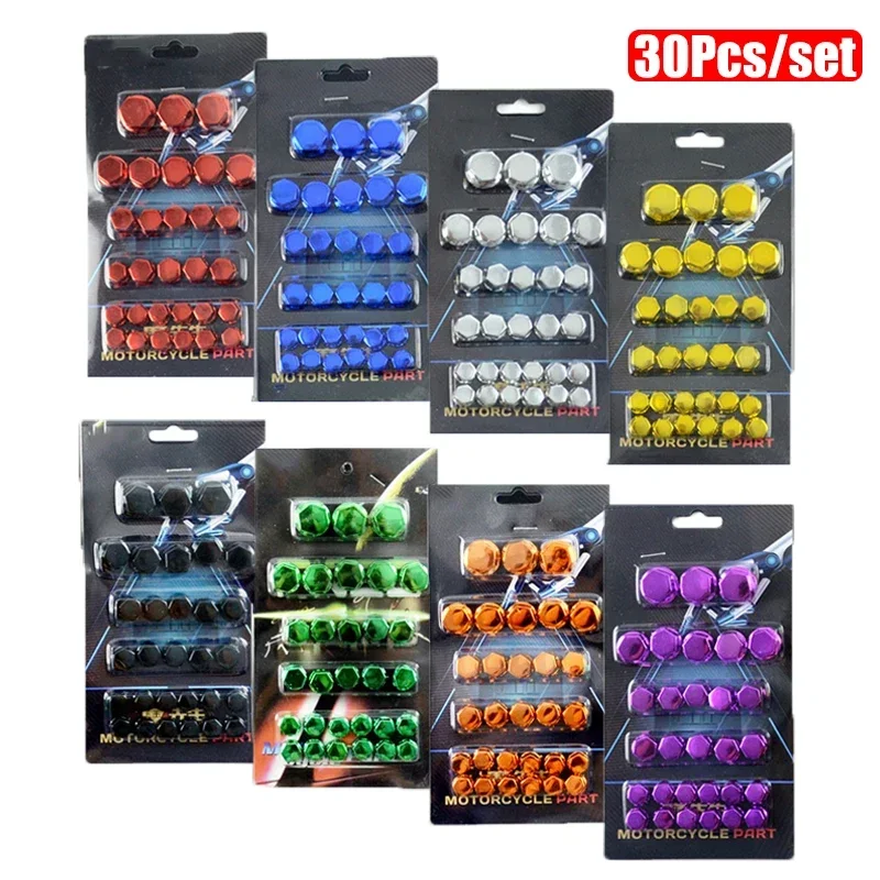 30pcs Motorcycle Screw Decoration Cover Plating Cap for Car Motor Scooters Electric Colored Nut Cover Motorcycle Accessories