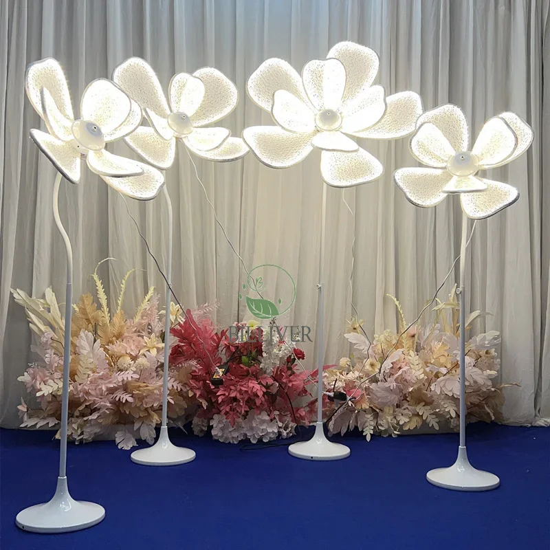 

Led Wedding Giant Flower Light Wedding Entrance Walkway Aisle Decorative Light Road Lead Flower Stand