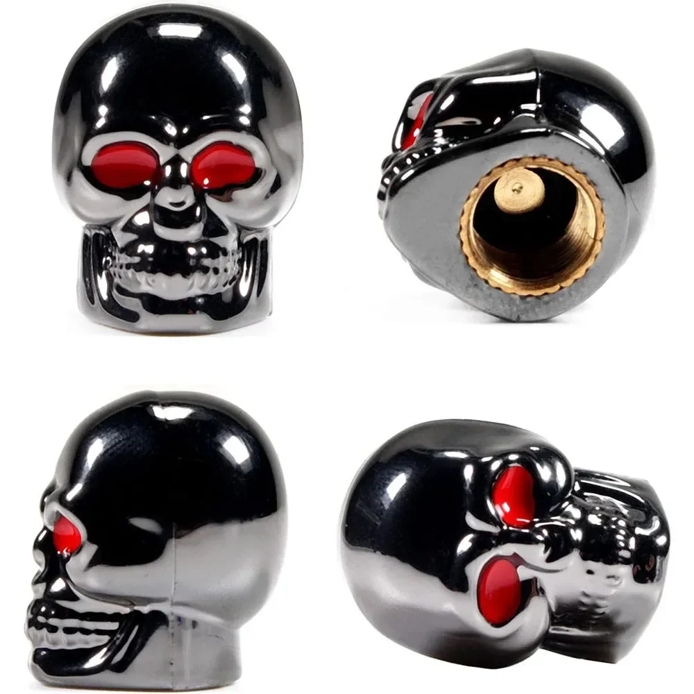 4Pcs Skull Valve Stem Caps Funny Air Caps Cover, Universal Truck Motorcycle Bike Car Tires Valve Stem Caps