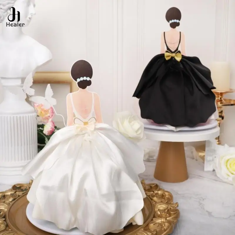 Wedding Dress Girl Cake Card Stereoscopic Cake Decoration For Birthday Wedding Valentine Cake Stand