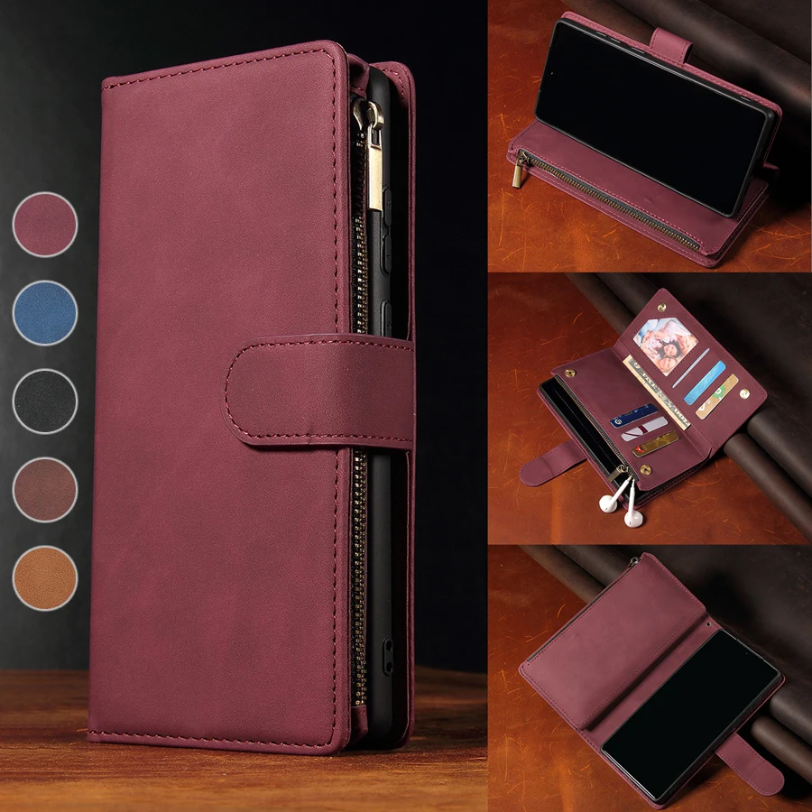 Wallet Zipper Multi Card Case For Xiaomi Redmi Note 10 10S 10T 10 Pro 9 Pro 8 Pro 7 10 9 9A 9C 9T 8 8A Mi Poco M4 Pro 5G M3 X3GT