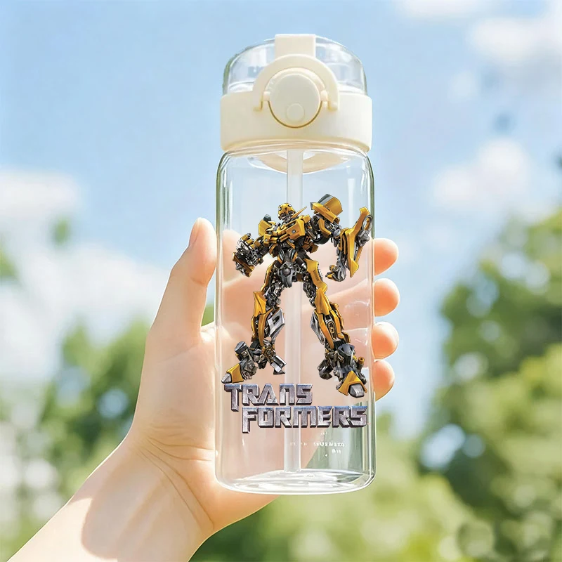 400ml Transformers Boy Girl Water Bottle Large Capacity Sports Kettle Boy Girl Outdoor Portable Transparent Cold Water Cup GIFT