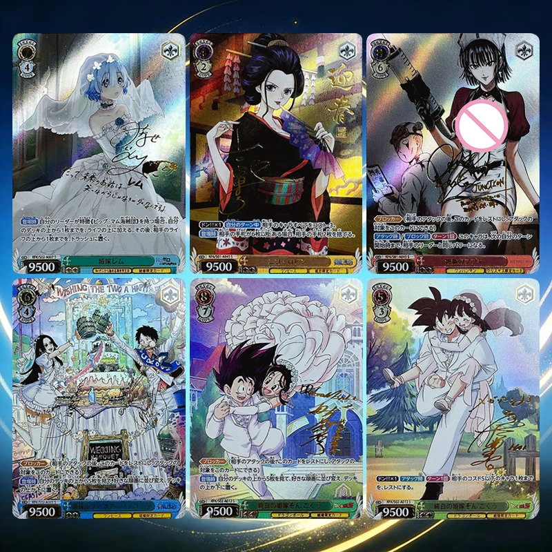 Personajes de Anime de Goddess Story: Nico Robin, Kanroji Mitsuri, Rem, Bulma, Son Goku. Tarjetas de Colección Hechas a Mano con Efecto de Color Brillante.