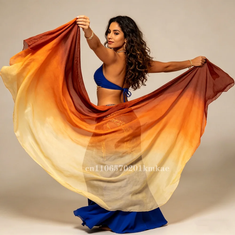 100% Real Silk Veils Can Be Customized Belly Dance Veils Belly Dance Performance Props Accessories Handmade Dyed Scarf Shawl