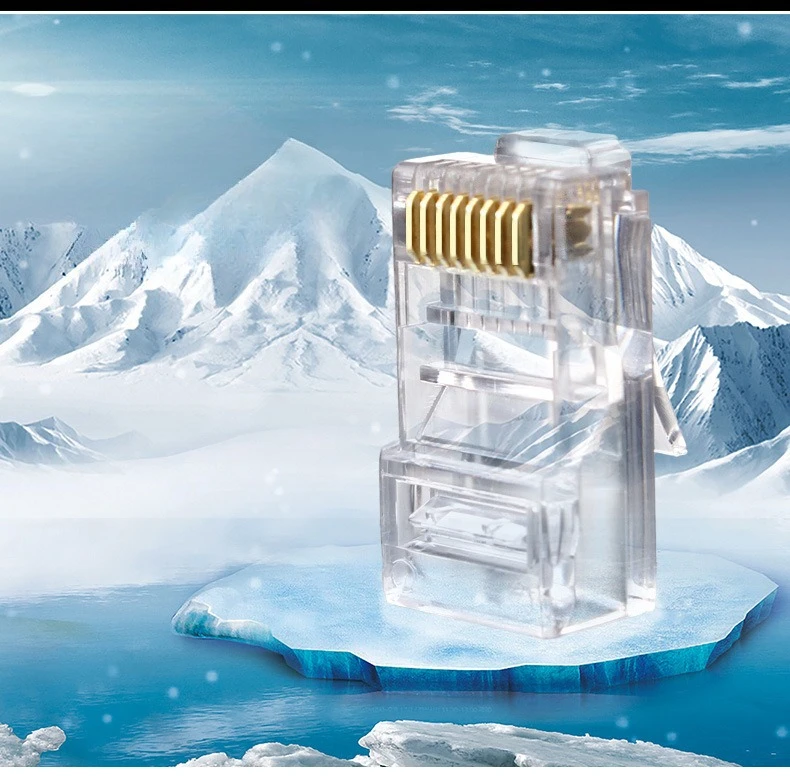 100 Pack Cat5e Unshielded RJ45 Connectors, 8P8C Full Copper Ethernet Crimp Plugs for Network Cable Connection